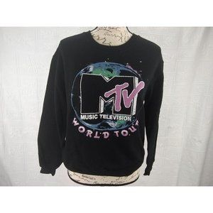 MTV World Tour Women’s Sweatshirt Juniors 1 (XS) Black Sweater Logo